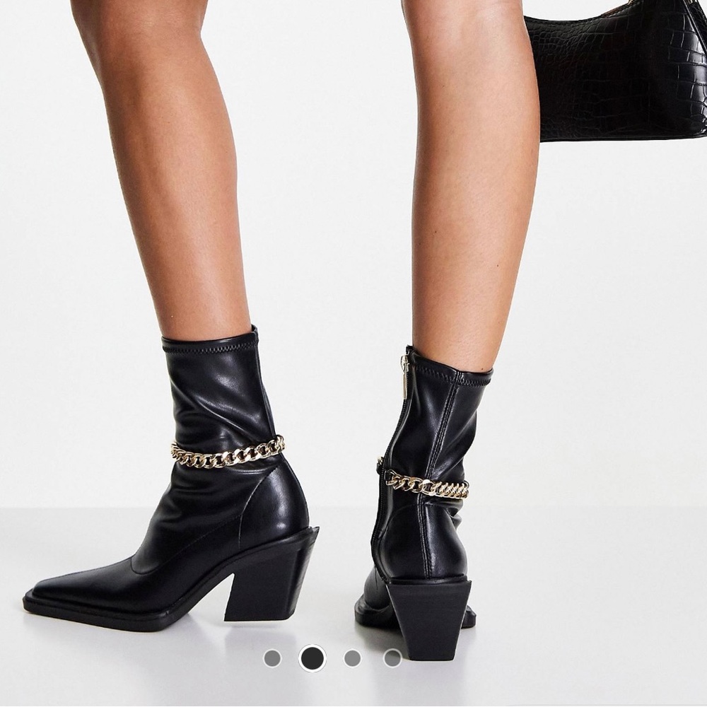 ASOS Design Rally western boot with gold chain detail